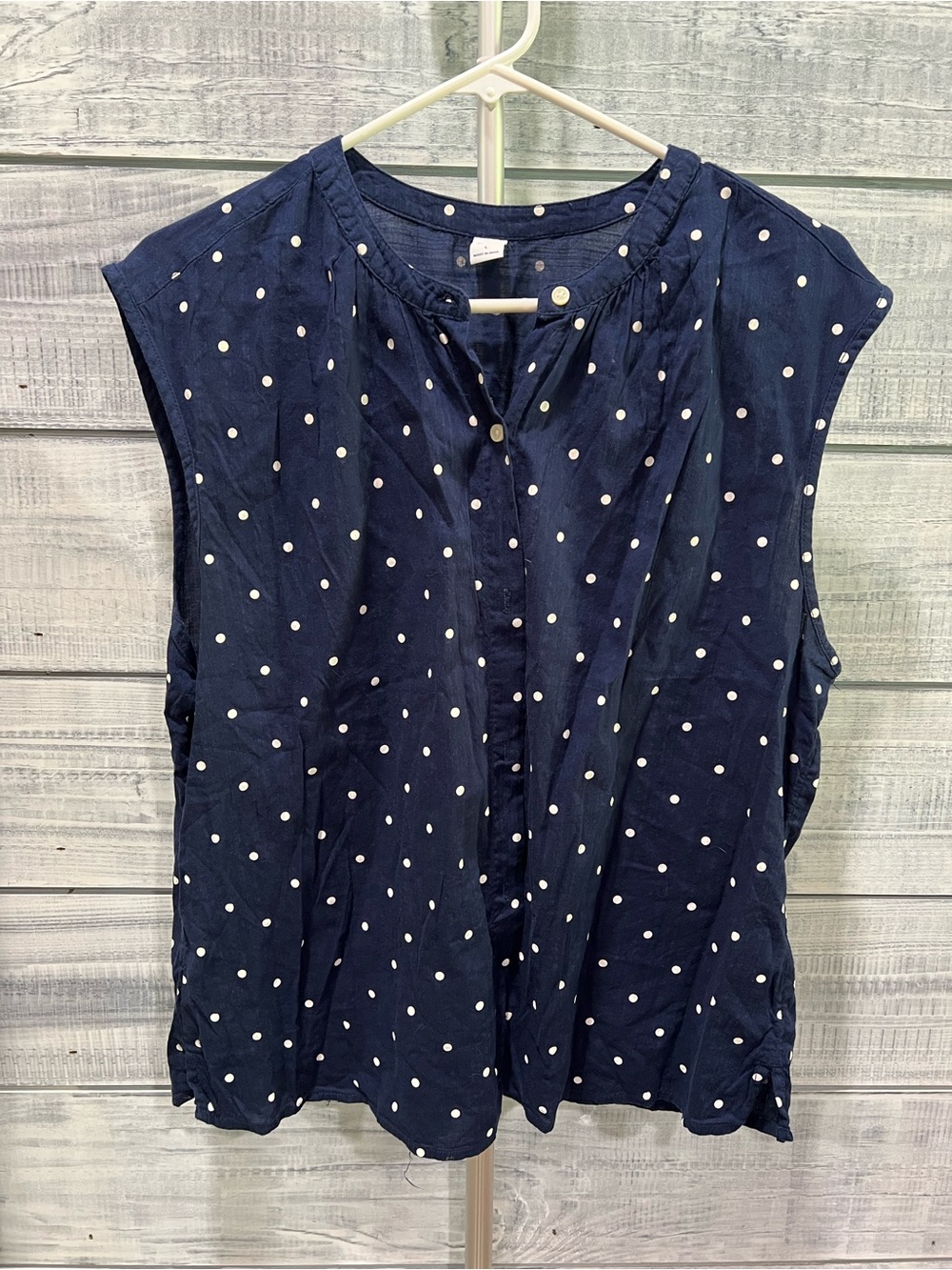 Old Navy Navy Blue Polka Dot Sleeveless Blouse